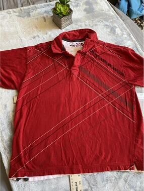 Point Zero Red Graphic Large Cotton Polo Shirt Size Large